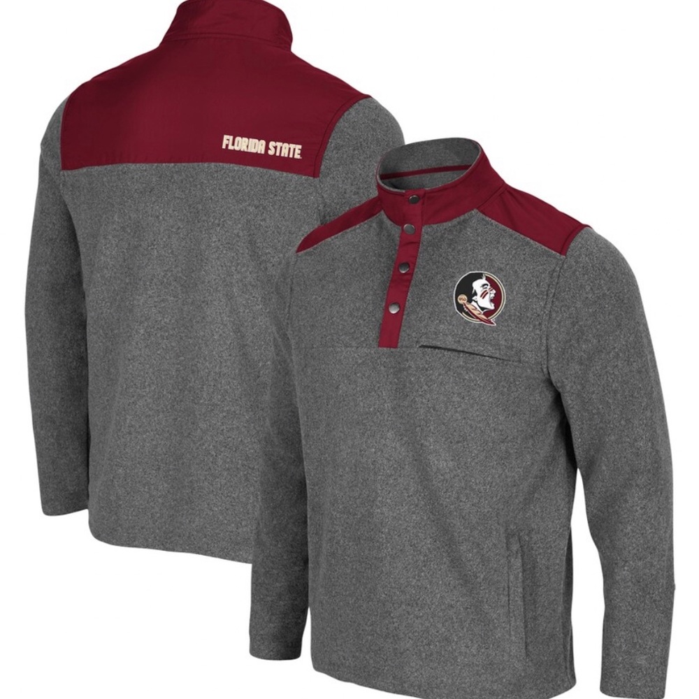 NEW Florida State Seminoles Colosseum Huff Snap Pullover - Heathered Charcoa…